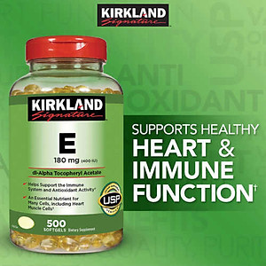 Vitamin E Mỹ Kirkland Signature Hỗ trợ hệ thống tim mạch khỏe mạnh, giúp làm đẹp da, mượt tóc và làm chậm quá trình lão hóa - OZ Slim Store