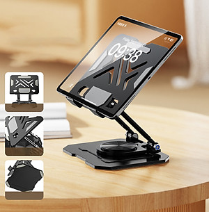 Kệ đỡ giá đỡ đế tản nhiệt cho máy tính bảng hợp kim nhôm gấp gọn xoay 360 độ nhiều nấc độ cao K31- Hàng chính hãng