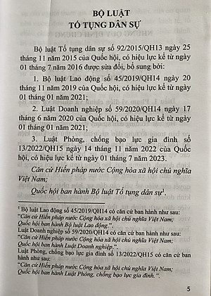 Bộ Luật Tố Tụng Dân Sự ( Được Sửa Đổi, Bổ Sung Năm 2019,2020, 2022  )