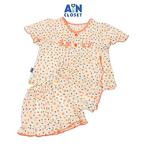 Bộ quần áo ngắn bé gái họa tiết Hoa Mộc nhí cam cotton dệt - AICDBGGMEONJ - AIN Closet