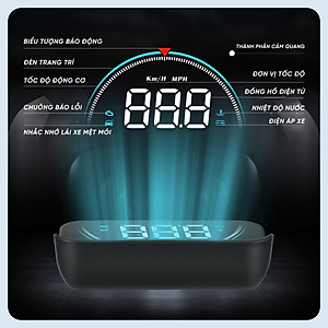 Thiết bị hiển thị và cảnh báo tốc độ hắt kính lái xe ô tô Hud M8 - OBD 2, dùng được cho đa phần các loại xe