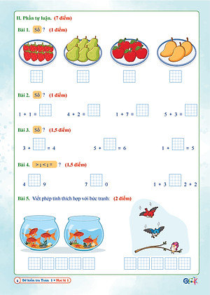 Đề Kiểm Tra Toán Lớp 1 - Cánh Diều (Tự Chọn Sách)