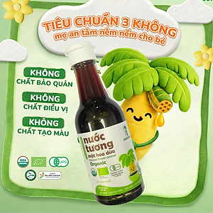 Nước tương mật hoa dừa organic Sokfarm - Cho bé, Không từ đậu nành, cắt giảm muối, không chất bảo quản