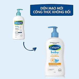 Sữa tắm gội dịu lành cho bé Cetaphil Baby Wash & Shampoo with Organic Calendula 400ml