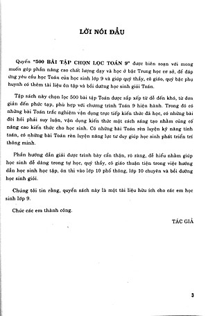 Sách 500 Bài Tập Chọn Lọc Toán Lớp 9