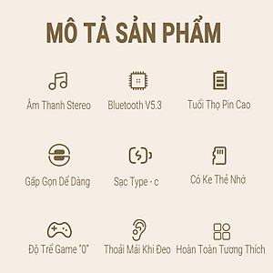 Tai Nghe Bluetooth Chụp Tai , Headphone Không Dây Bluetooth Có Mic Đàm Thoại Tiện Lợi, Có Thể Gấp Gọn , Pin Cực Khỏe Bluetooth 5.3 Cao Cấp Besti - Hàng Chính Hãng