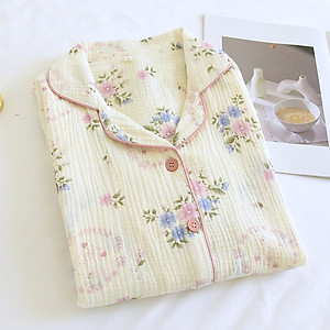 Bộ Đồ Pijama mặc bầu và sau sinh thô đũi dài tay Hàng cao cấp mặc hè xuân và thu đông có khe mở cho con bú