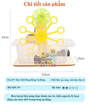 Đồ Chơi Khoa Học Tự Làm, Đồ Chơi Lắp Ghép STEM, Đồ Chơi Gỗ Cao Cấp Khoa Học Tự Làm DIY Wood Steam Máy Thổi Bong Bóng Tự Động