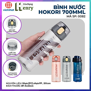 Bình nước thể thao, Bình nước chịu nhiệt 700ml Hokori Perfect thời thượng cao cấp nắp bật chống tràn - Chính Hãng Việt Nhật