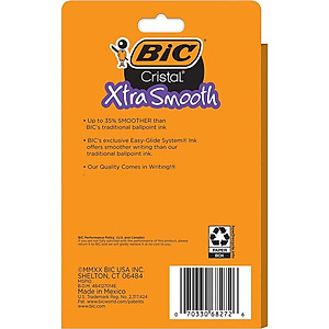 Bút bi Bút BIC Ngòi Siêu Êm Cristal Xtra Smooth Ball Point Pen, cỡ ngòi 1.0 mm, 1 cây màu xanh đỏ hoặc đen