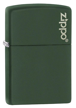 Bộ 4 sản phẩm: Bật lửa Zippo Matte Green with Logo 221ZL+Xăng+Đá+Bấc