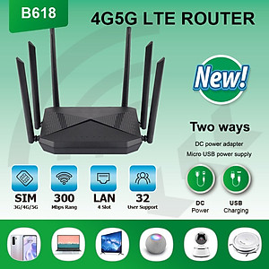Phát wifi từ sim 4G B618 tích hợp 6 ăngten, bộ phát wifi 4G LTE  có 4 cổng WAN/LAN, 6 ăngten Siêu Khỏe - hàng chính hãng
