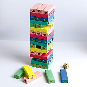 Đồ Chơi Rút Gỗ, SIZE TO, Đồ Chơi Gỗ Với 3 Mẫu Động Vật, Số Và Màu 51Pcs, Đồ Chơi Trẻ Em Thông Minh