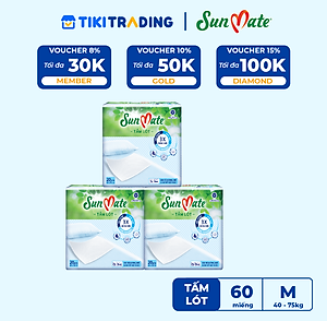 Combo 3 Tấm lót SunMate cải tiến mới 20 miếng/gói size M (45 x 70cm)