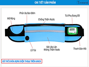 Túi Đeo Bụng Chạy Bộ Chống Nước Teement TM01, Đai Đeo Điện Thoại Chạy Bộ, Túi Đeo Hông Chạy Bộ Phản Quang -hàng Chính Hãng