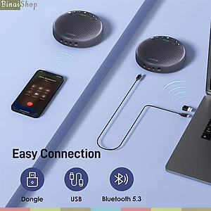 Emeet Luna Plus Kit - Loa Kèm Micro Họp Trực Tuyến, Chống Ồn VoiceIA, Bluetooth 5.0, 8+1 Micrô Dành Cho Nhóm 14 Người- Hàng chính hãng