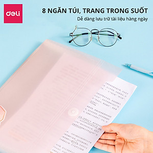 Cặp Túi Đựng Tài Liệu A4 Deli File Đựng Tài Liệu Hồ Sơ 8 Ngăn Túi Hồ Sơ Văn Phòng File Lưu Trữ Đa Năng Nhiều Màu Pastel