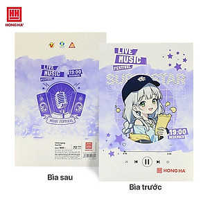 Vở Hồng Hà 72 trang kẻ ngang 7mm gáy ghim Sao mai Live Music 1693 định lượng 55 - 57gsm độ trắng 84% ISO Khổ vở 170 x 240mm (khổ nhỏ)
