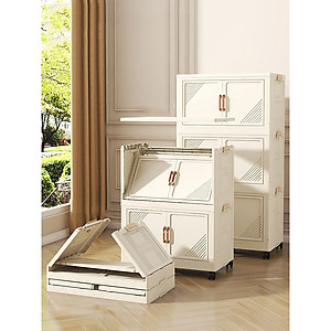 (Ngang 45-75cm) Tủ Nhựa Gấp Gọn Size Lớn, Tủ Đựng Quần Áo Đa Năng Lắp Ghép, Để Đồ Tiện Dụng, Nhựa PP, Có Bánh Xe