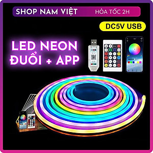 Dây Led Neon RGB Đuổi 5V Điều Khiển Remote và App Điện Thoại