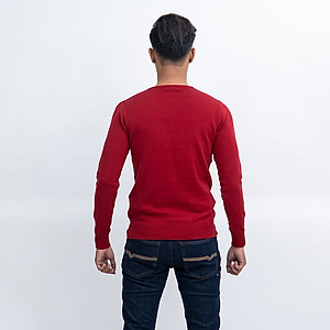 Áo len nam dài tay cổ tim màu đỏ đô NOVELTY 180570I