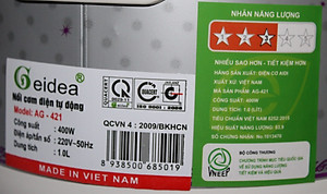 Nồi Cơm Điện Nắp Gài Geidea AG-421 (1 lít) - Màu Ngẫu Nhiên - Chính Hãng