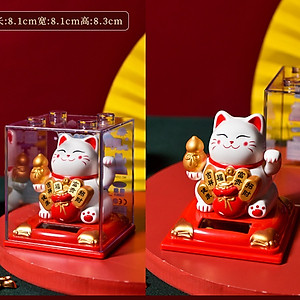 Mèo Thần Tài Ôm Hũ Vàng, Túi Vàng Vẫy Tay Dùng Pin Năng Lượng Mặt Trời - HENRYSA