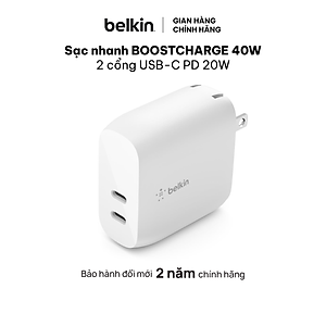 Mua Adapter sạc nhanh BOOST↑CHARGE Belkin 40W - 2 cổng USB-C PD 20W - Hàng  chính hãng tại Belkin Official Store | Tiki