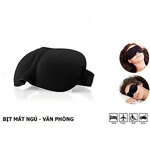 Bịt Che Mắt Ngủ 3D Kèm Bịt Tai Văn Phòng, Trên Xe Ô tô, Máy Bay, Thoáng Khí, Mềm Mại Cho Giấc Ngủ Ngon, Mặt Nạ Ngủ. Du Lịch Dã Ngoại Phượt Thiền MÀU ĐEN