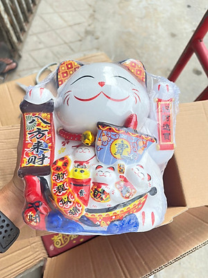 Tượng Mèo Thần Tài Ngũ Phúc Lâm Môn Vẫy Tay Chiêu Tài Lộc Bằng Gốm Sứ - MẪU & MÀU GIAO NGẪU NHIÊN