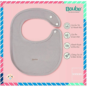 Khăn yếm tròn đeo cổ có cúc bấm cho em bé sơ sinh, trẻ nhỏ Boube nhiều màu, vải sợi tre Bamboo thông minh, thoải mái