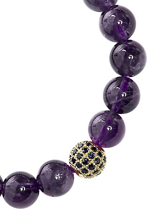 Vòng Đá Thạch Anh Tím Phối Charm Xi Vàng Đính Đá Ngọc Quý Gemstones VT55