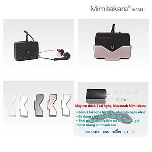 Máy trợ thính 2 tai nghe, bluetooth, pin sạc, Mimitakara (JAPAN) DP-6K5A (Đen)