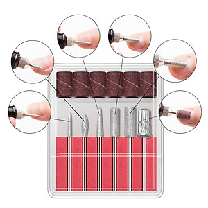 Máy Mài Mini Cầm Tay Làm Nail Tặng Kèm 6 Đầu Mài Tiện Lợi, Mài Móng Tốc Độ 3000 Vòng/Phút, Điều Chỉnh 0-240V, Chà Gót Chân Nữ Women
