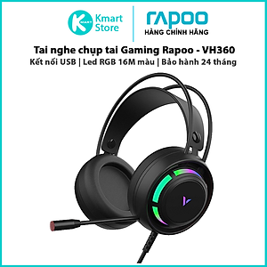 Tai Nghe Gaming Chụp Tai RAPOO VH360 Đèn LED RGB, Chống Ồn, Dây Cắm USB Dài 2M - Hàng Chính Hãng