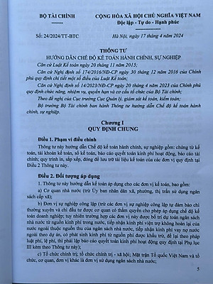 Sách Hướng Dẫn Chế Độ Kế Toán Hành Chính Sự Nghiệp theo Thông tư 24/2024/TT-BTC (V2456T)