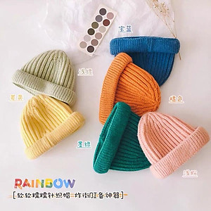 Mũ len đan trơn nhiều màu Hàn Quốc cho bé