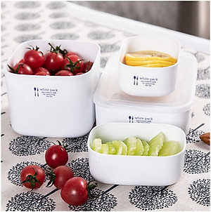 Set 2 hộp hình vuông đựng & bảo quản thực phẩm White Pack 190ml thích hợp dùng trong lò vi sóng - MADE IN JAPAN