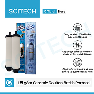Lõi Gốm Ceramic Doulton British Portacel 7.5 inch by Scitech - Lõi số 1 máy lọc nước Nano Aquastar và máy lọc nước Nano/RO (Dùng thay thế lõi PP) - Hàng chính hãng