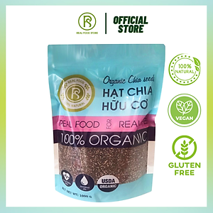 1KG Hạt Chia Đen Hữu Cơ Real Food Cải Thiện Tiêu Hóa, Dùng Cho Sinh Tố & Nước Uống (Tặng Hạt Chia)