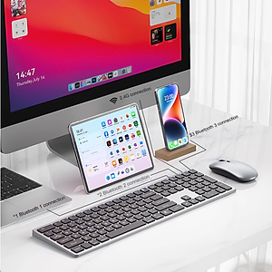 Bộ Bàn phím chuột không dây Fullsize H869 pin sạc TypeC đa kết nối bluetooth 5.2 + 3.0 + Usb wireless 2.4G hàng nhập khẩu