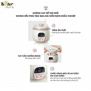 Nồi chưng yến điện Bear, Nồi nấu chậm 0.8L Bear Chính hãng, nấu cháo bản Quốc tế - Hàng chính hãng