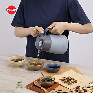 Bình ủ nhiệt iMat có phin lọc 1200ml màu xanh xám, ruột bình, phin lọc Inox 304