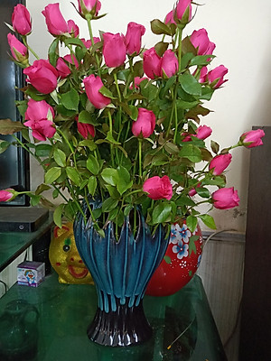 Lọ cắm hoa dáng bàn tay phật men hỏa biến