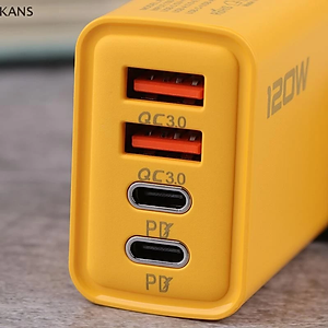 Củ sạc cốc sạc đầu sạc nhanh Kans Type C 120W Sạc nhanh 3.0 màu vàng siêu đẹp - miếng lót chuột
