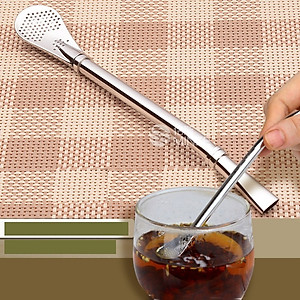 Ống Hút Kiêm Muỗng Inox Dài 16cm Tiện Lợi