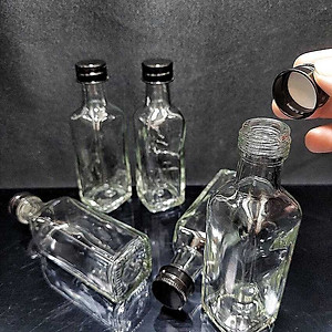 Chai Thủy Tinh Nhỏ 100ML (combo 15 cái) vuông cao nắp nhôm đen – Lọ Thủy Tinh Mini đựng mật ong, thức uống - Vỏ Chai Rượu Mini