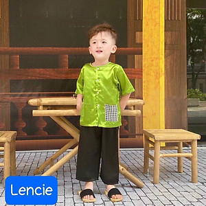 Bộ bà ba cho bé trai đi chơi biểu diễn đẹp từ 12-40kg chất lụa mềm mát (kèm khăn)