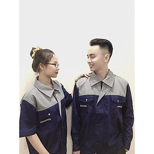 Áo bảo hộ lao động nam nữ khóa kéo SHUNI -012A vải kaki liên doanh loại dày