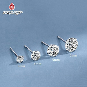 Bông tai nụ đít đẩy bạc S925 - Bông tai nụ bạc - Ngọc Quý Gemstones